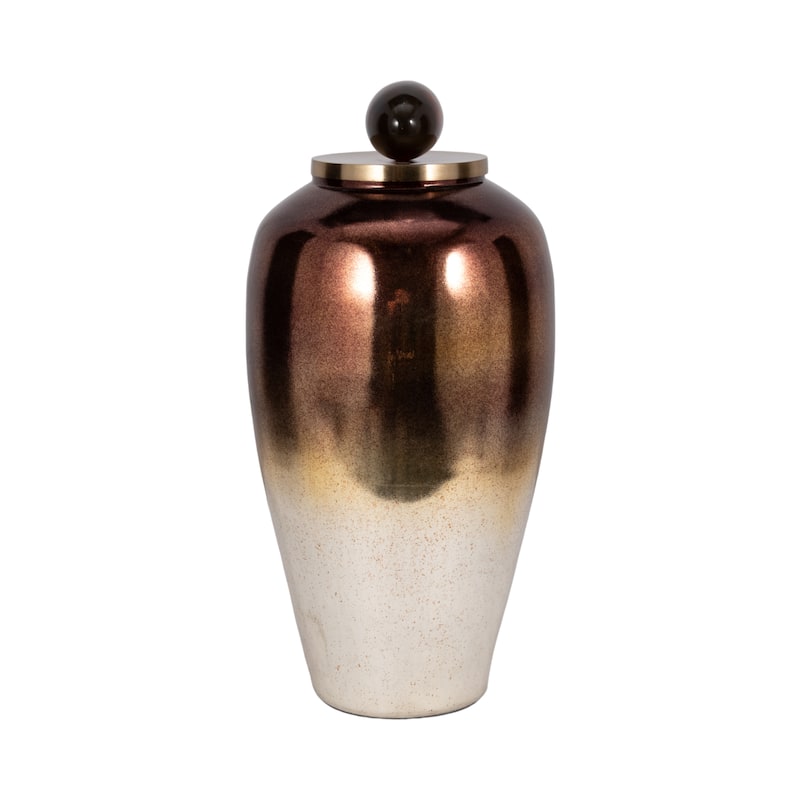 Sagebrook Home Glass Copper Ombre Novelty Temple Vase With Resin Topper