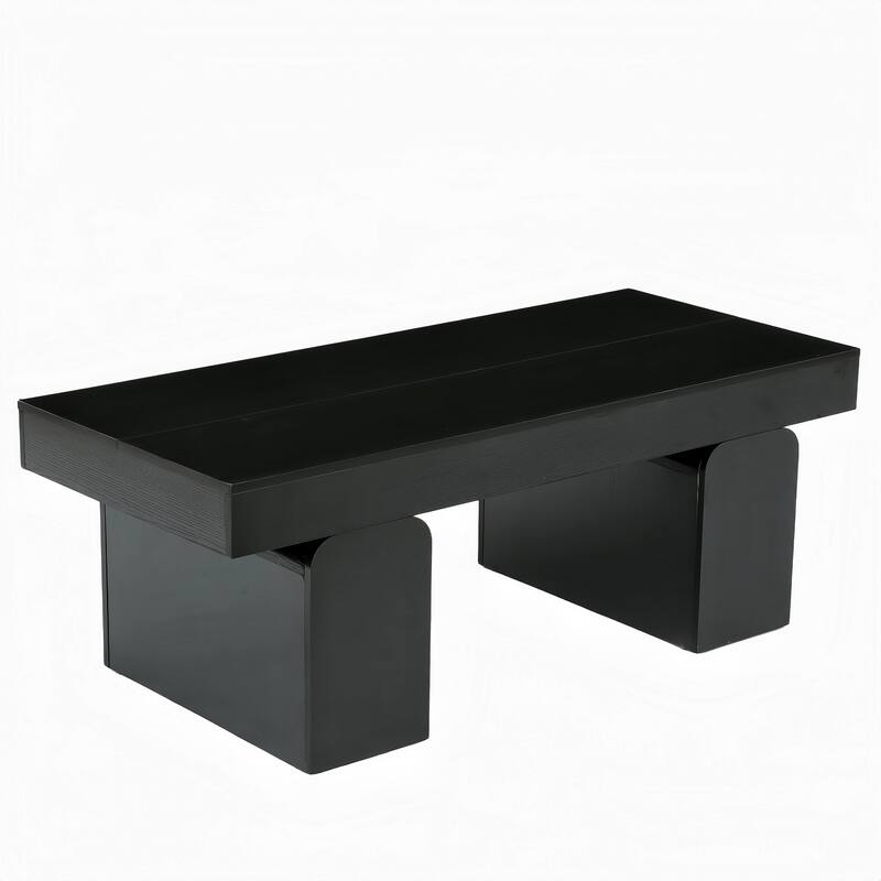 55.11" Double Pedestal Wood Coffee Table, Rectangular