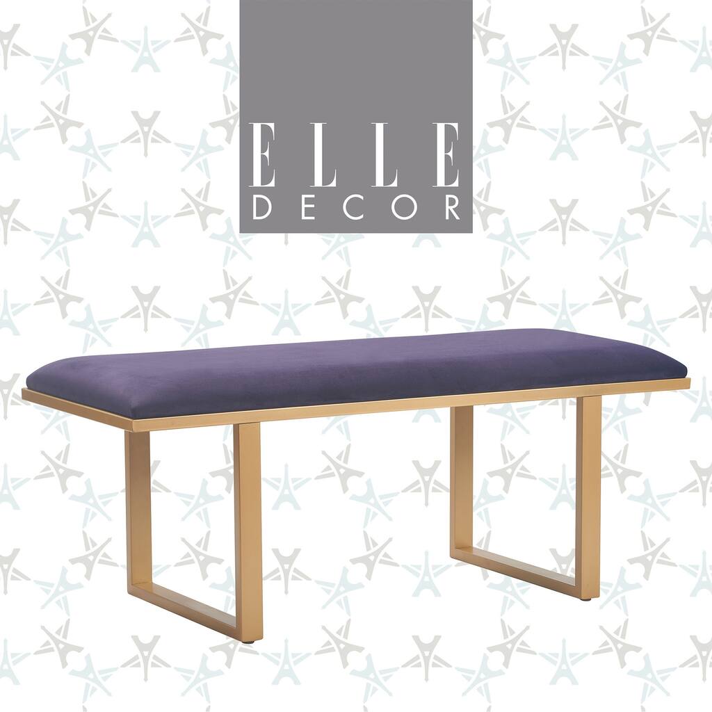 Elle Decor Remi Velvet Bedside Bench, Upholstered Ottoman, Easy Assembly