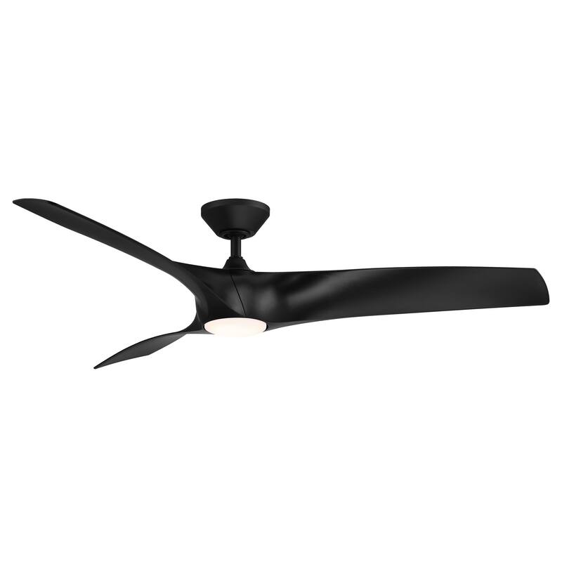 Zephyr Indoor and Outdoor 3-Blade Smart Ceiling Fan 62in with 3000K LED Light Kit and Remote Control with Wall Cradle