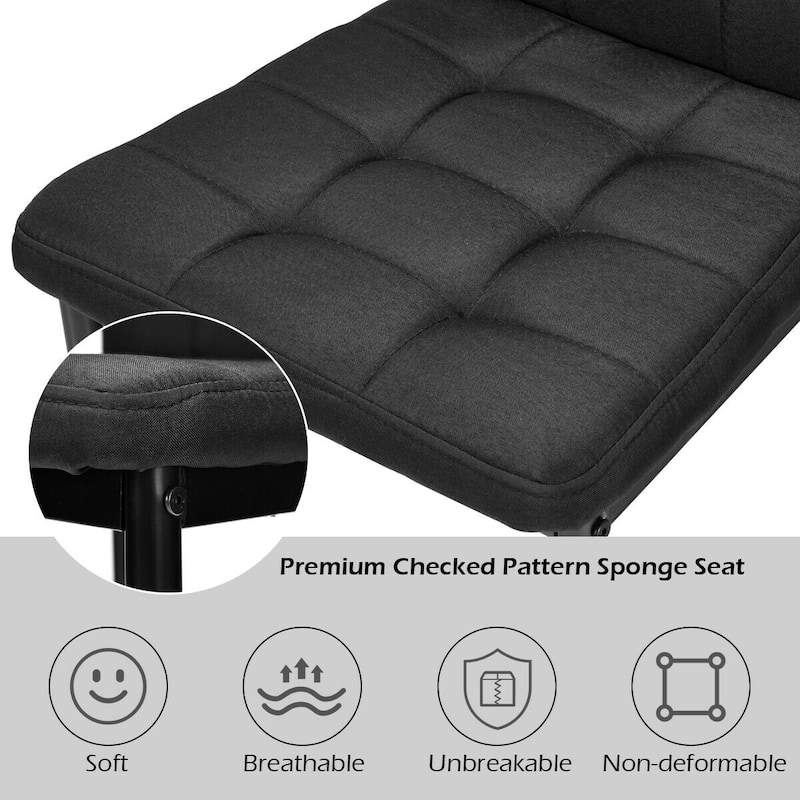 Gymax Set of 4 Kitchen Dining Side Chairs Fabric Cushion with Metal