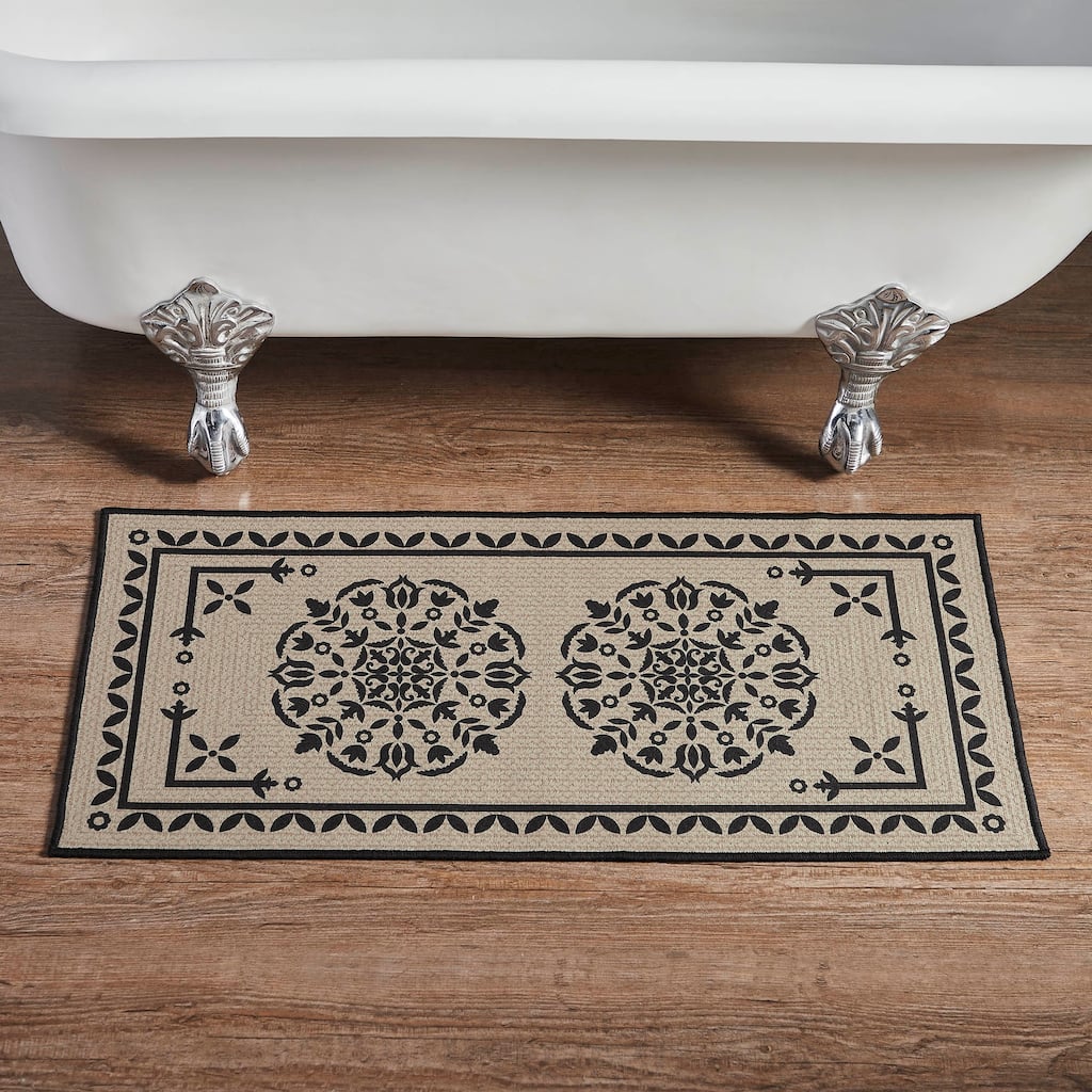 Custom House Black Tan Jacquard Polyester Bathmat