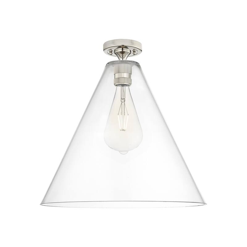 Innovations Lighting 434-1F-10-16 Crown Point Flush Mount Crown Point - Polished Nickel / Clear