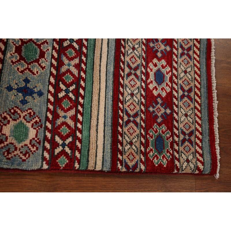 Oriental Multi-Color Kazak Area Rug Handmade Wool Carpet - 3'11" x 6'0"