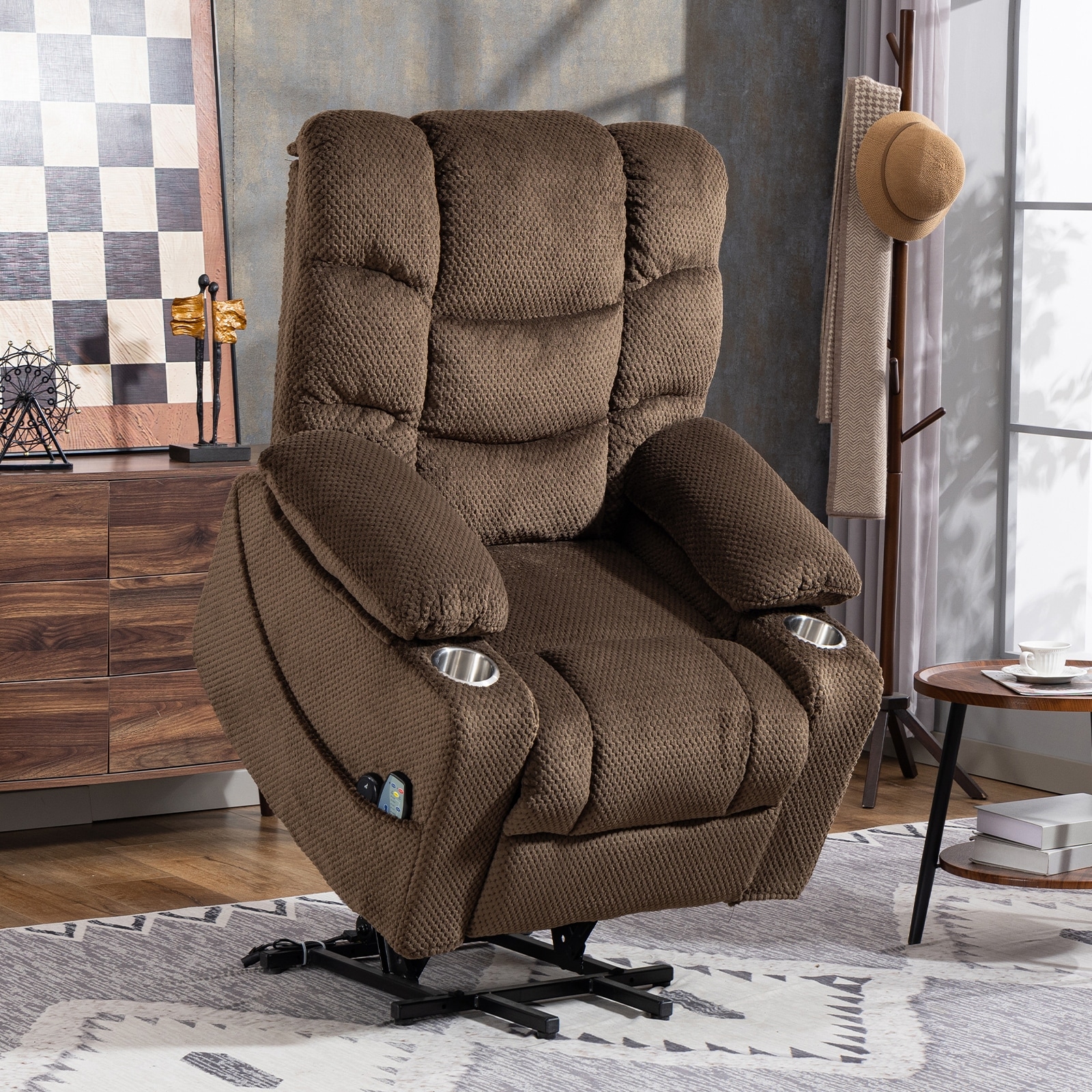 Power Lift Recliner Chair w/Heat & Massage, Enhanced 9-Zone Backrest