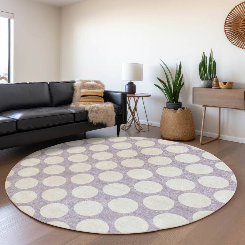 Premium Washable Super Soft Modern Polka Dots Mayfield Rug - Lavender - 8' x 8'