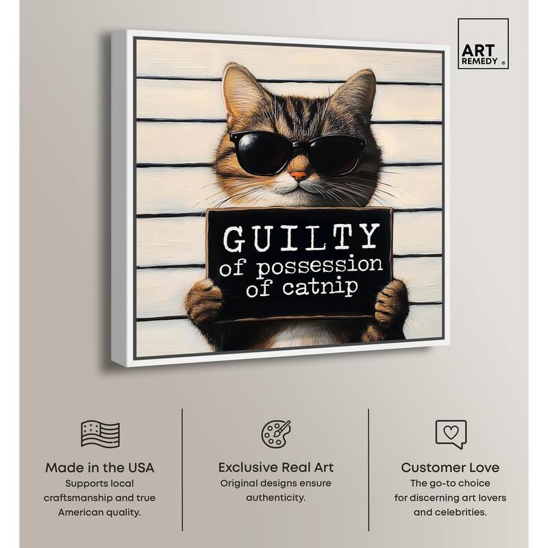 Guilty of Catnip Canvas by Art Remedy