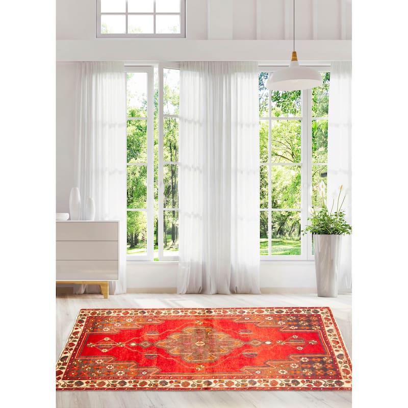 ECARPETGALLERY Hand-knotted Andelz Red Wool Rug - 4'0 x 7'1