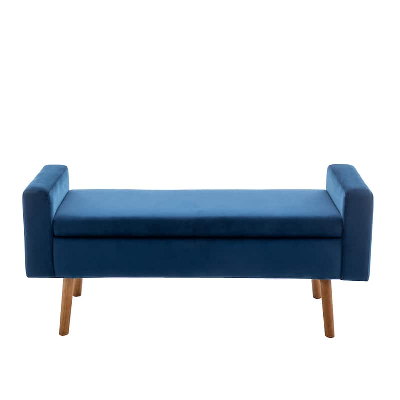 Porthos Home Brynn Velvet Storage Bench with Rubberwood Legs