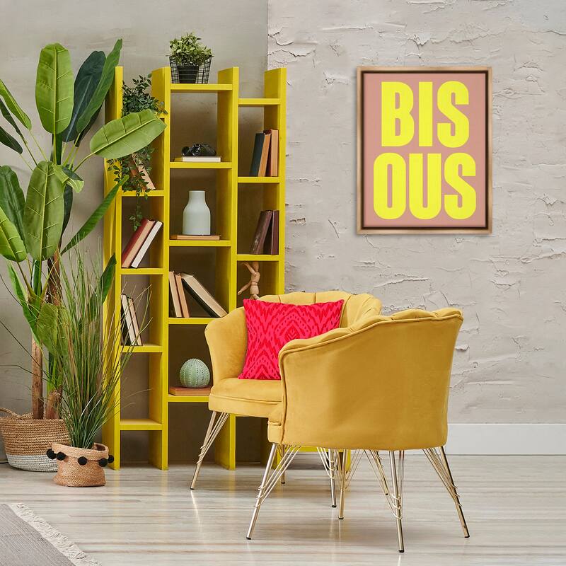 Stupell Bisous Kiss Typography Framed Floater Canvas Wall Art Design By House of Lulu