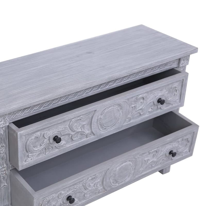 vidaXL Sideboard with 2 Drawers 35.4"x11.8"x23.6" Solid Mahogany Wood