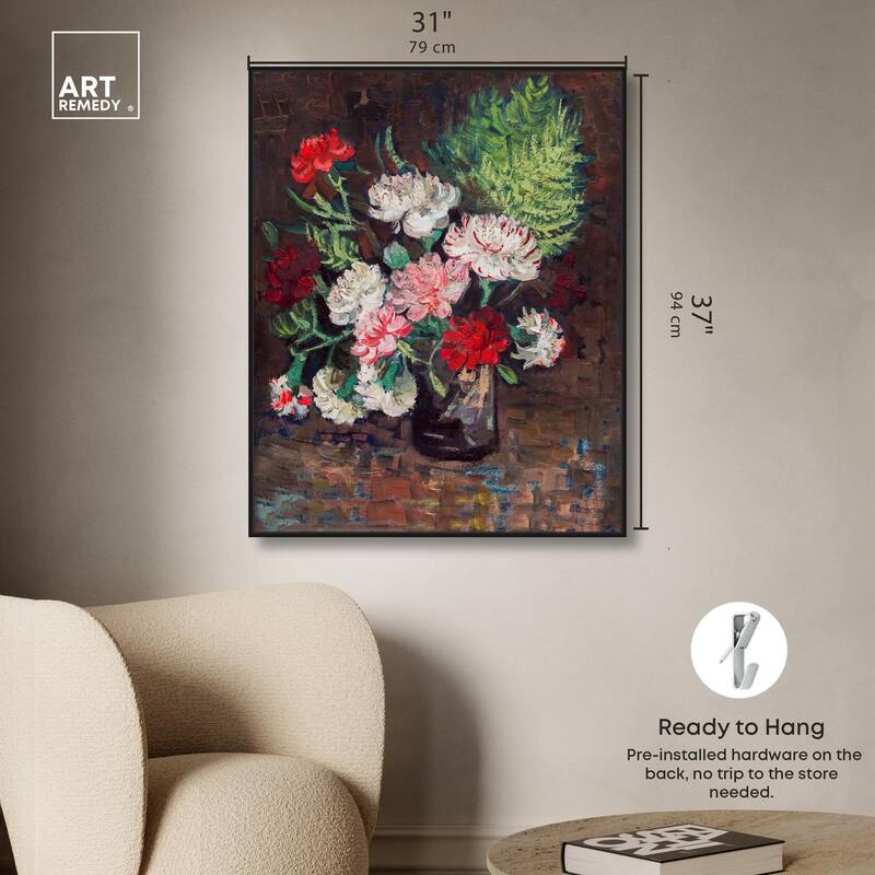 Vase with Carnations Canvas by Art Remedy