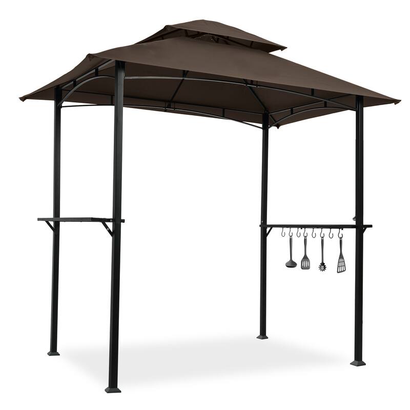 Outdoor Grill Gazebo 8 x 5 Ft Double Tier Soft Top Canopy and Steel Frame