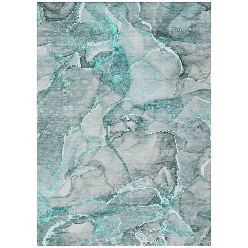 Lalu Artistic Abstract Weather Resistant Classic Meets Modern Outdoor Rug