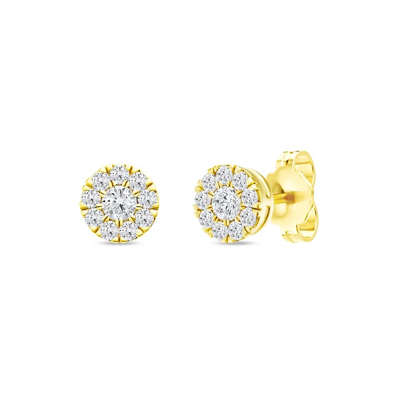 1/3ct TDW Diamond Cluster Heart Stud Earrings in 10K Yellow Gold for Women