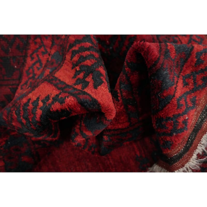 Hand Knotted Oriental 100% Wool Carpet Traditional Geometric Red Balouch Area Rug - 11' 3'' X 8' 8''