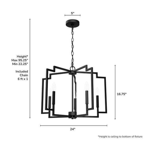 dimension image slide 2 of 3, Hunter 24" Modern 5 Light Medium Chandelier