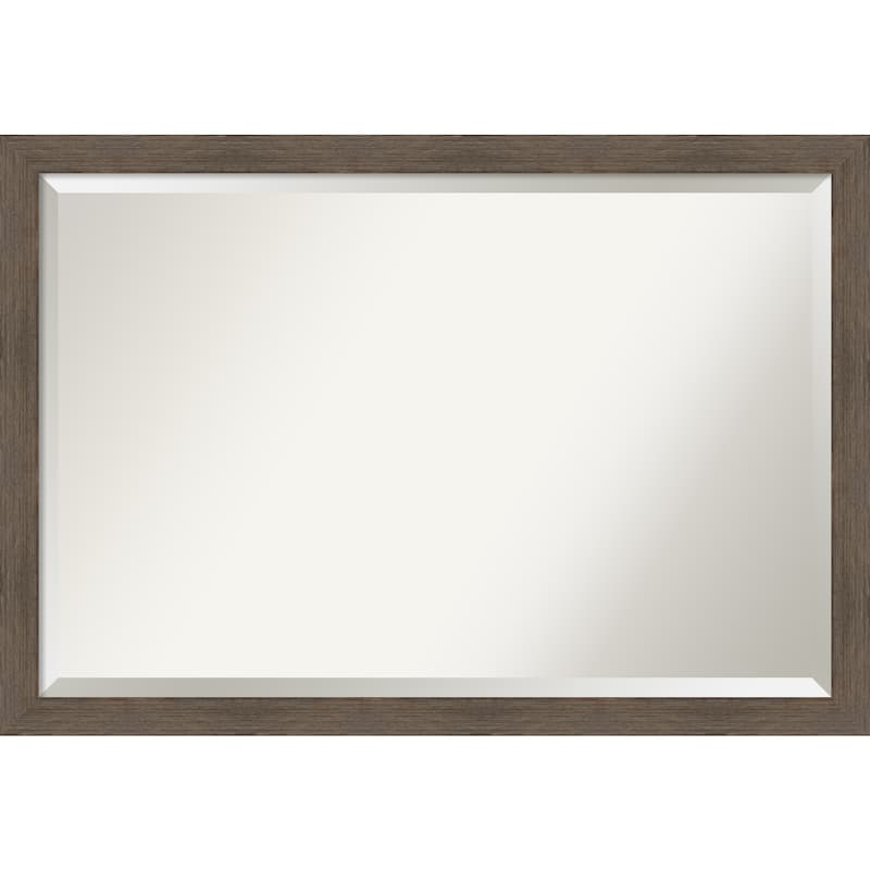 Beveled Wood Bathroom Wall Mirror - Hardwood Mocha Narrow Frame - Hardwood Mocha Narrow
