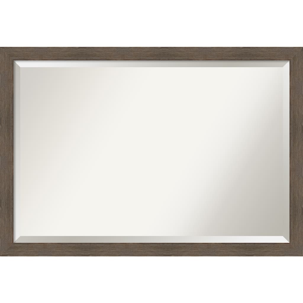 Beveled Wood Bathroom Wall Mirror - Hardwood Mocha Narrow Frame - Hardwood Mocha Narrow