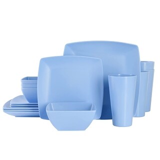 Blue Squared Melamine Dinnerware Set 16 Pieces - Bed Bath & Beyond ...
