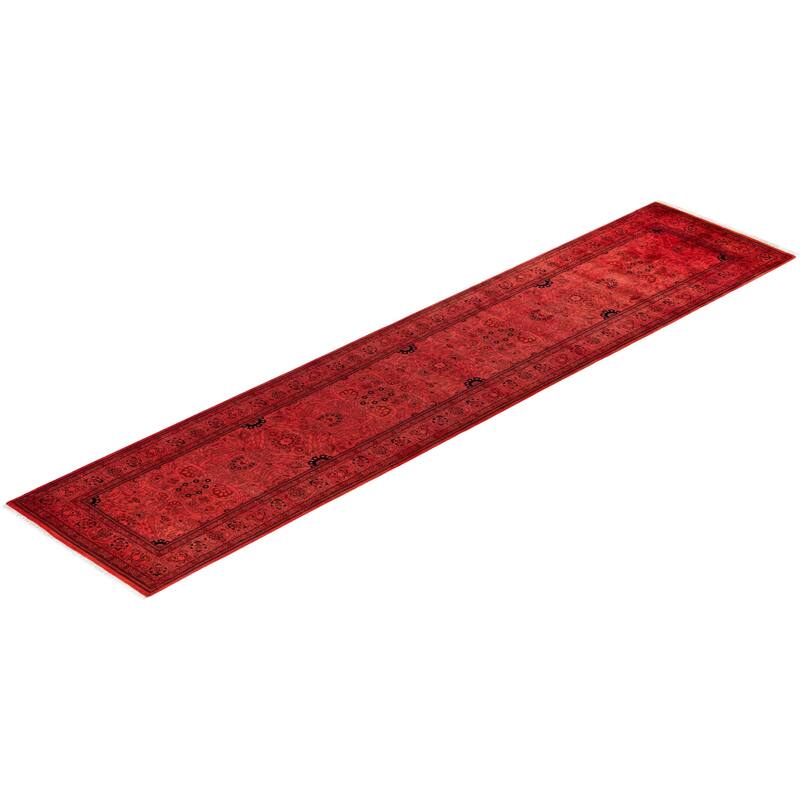 Fine Vibrance, One-of-a-Kind Handmade Runner Rug - Pink, 2' 6" x 11' 6" - 2' 6" x 11' 6"