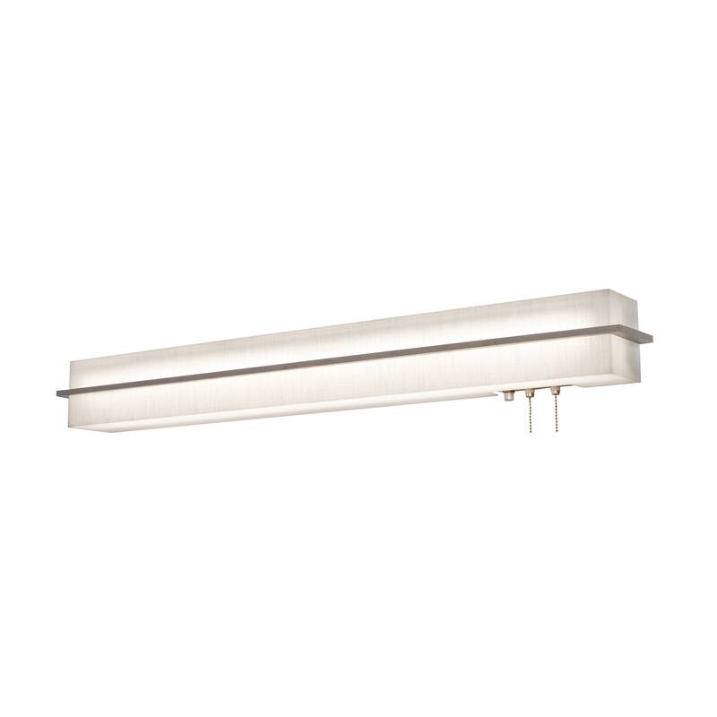 Apex 50" LED Overbed Wall Light - 50"L x 4"Ext x 4"W x 4.38"H - 50"L x 4"Ext x 4"W x 4.38"H - Linen White Shade/Weathered Grey