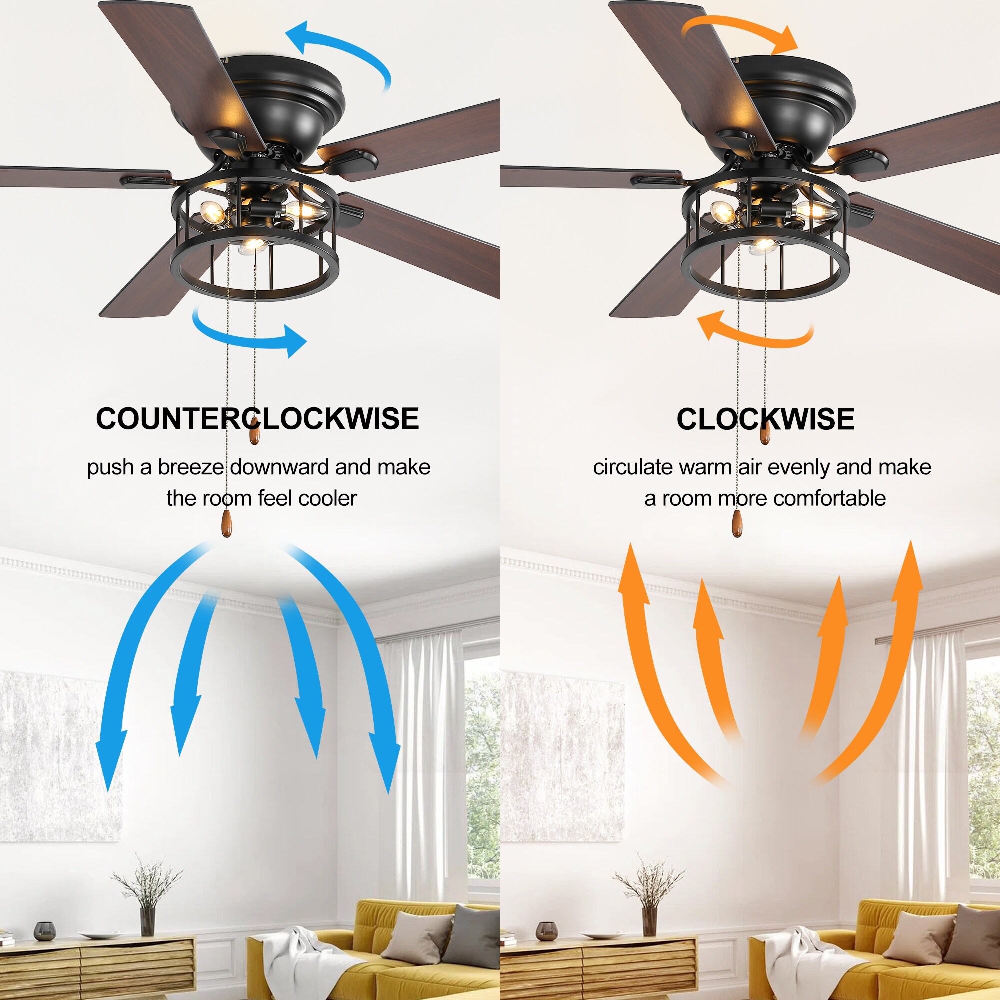 52-in Black Industrial Indoor Ceiling Fan with Light (5-Blade