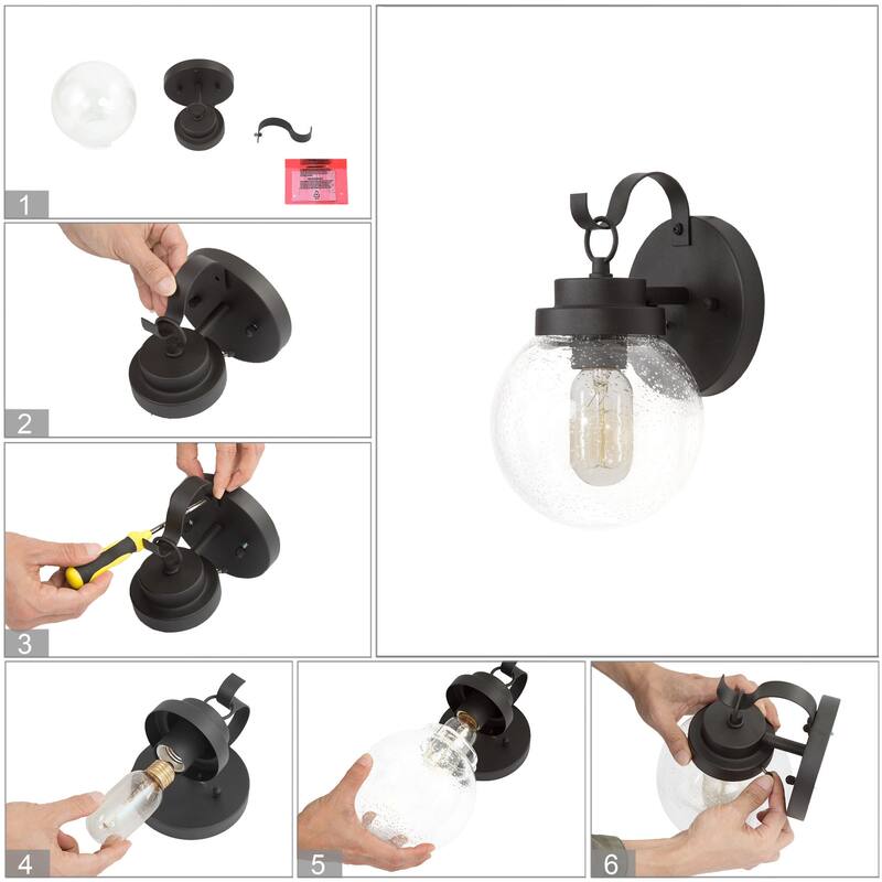 Bern Transitional 1-light Globe Bubble Glass Outdoor Wall Sconces