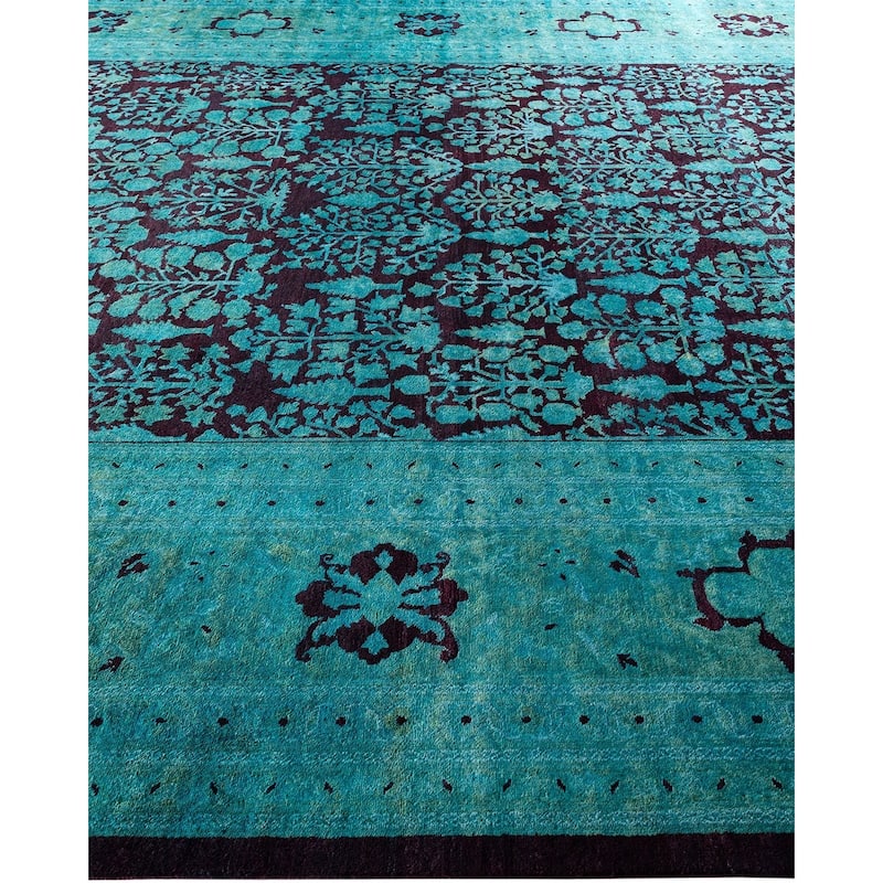 Overdyed, One-of-a-Kind Hand-Knotted Area Rug - Blue - 10' 0" x 14' 2"