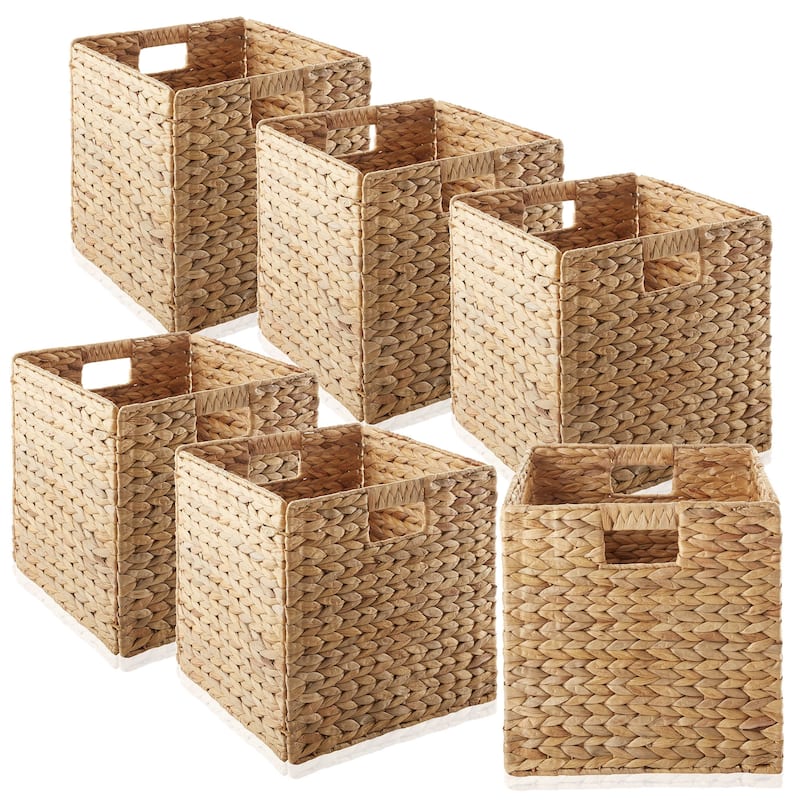 12 x 12in Water Hyacinth Storage Baskets - Natural - 6-Pack