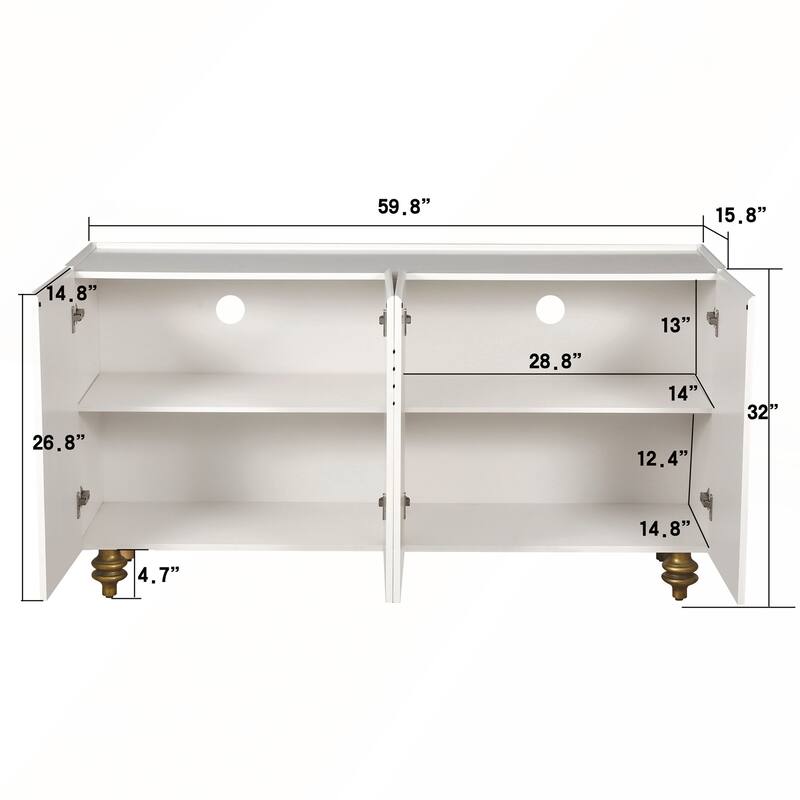 Modern Fluted Sideboard Buffet with Storage