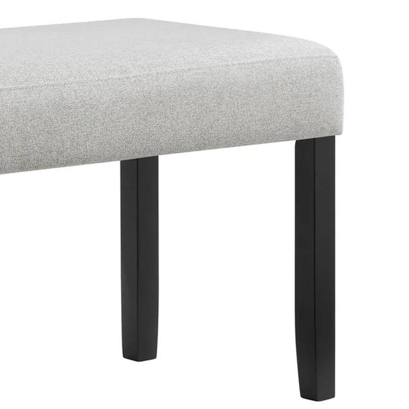 Riac Dining Bench, 41 Inch Dove Gray Fabric Seat, Black Wood Legs