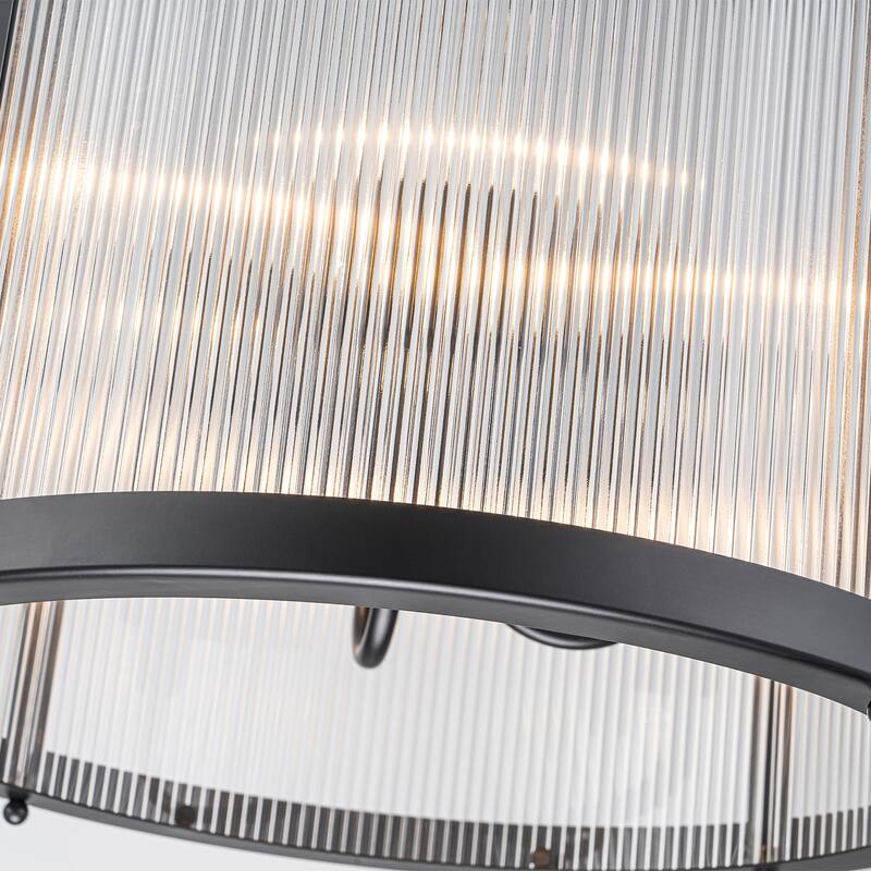 4 - Light Farmhouse Lantern Glass Drum Chandelier for Entryway