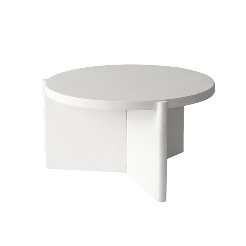 Modern Round Coffee Table with Textured Finish Center Table