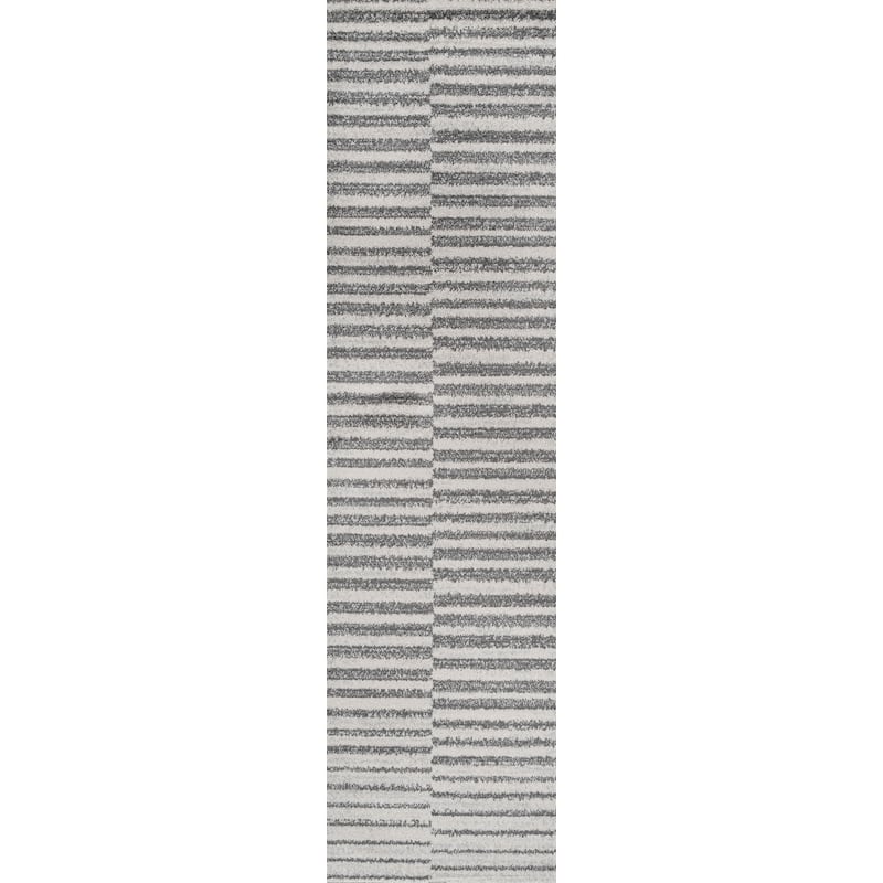 JONATHAN Y Lyla Offset Stripe Gray/Cream Area Rug - 2 X 8
