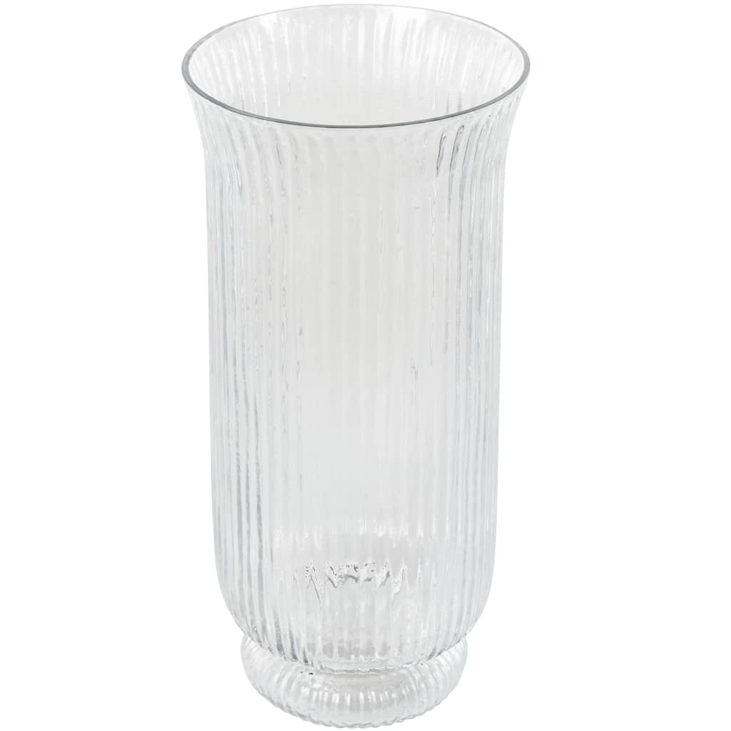 Glass Ribbed Fluted Candle Holder - Clear - Roche River Decor - 6"W x 6"L x 13"H