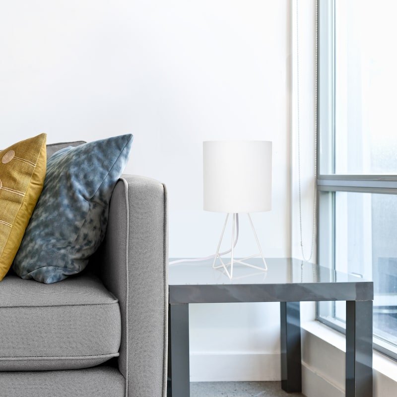 13.5 in. White Finish Table Lamp with White Shade, Sturdy Table Lamp for Living Rooms and Bedrooms