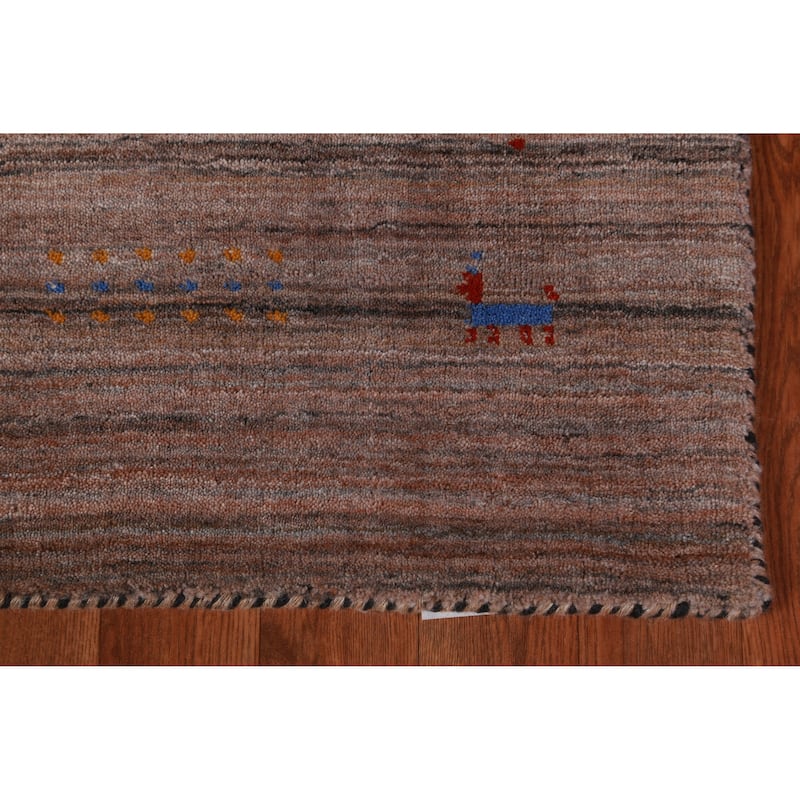 Brown Tribal Gabbeh Indian Rug Handmade Cntemporary Foyer Wool Carpet - 3'0" x 4'11"