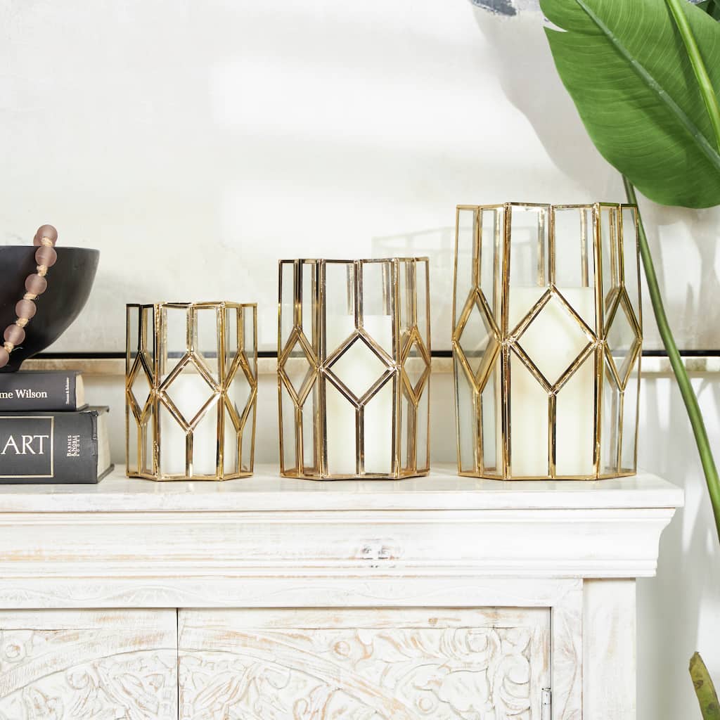 Wood Candle Lantern (Set of 3)