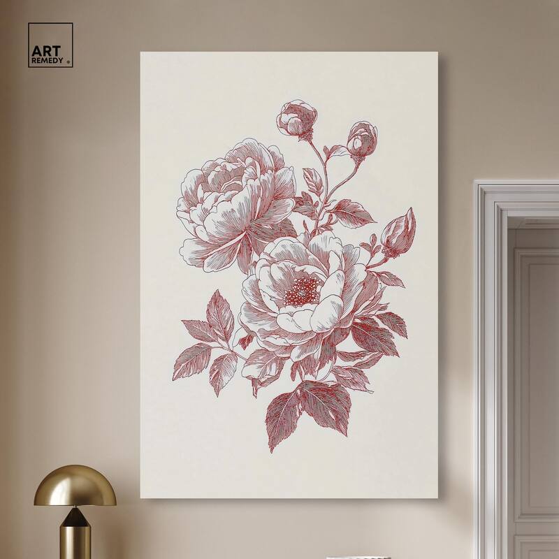 Breezy Red Pencil Blooms Canvas by Art Remedy, Gallery Wrapped
