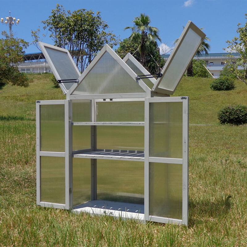 Wood Grey Outdoor Mini Greenhouse Outdoor Plant Stand and Plant Stand Indoor