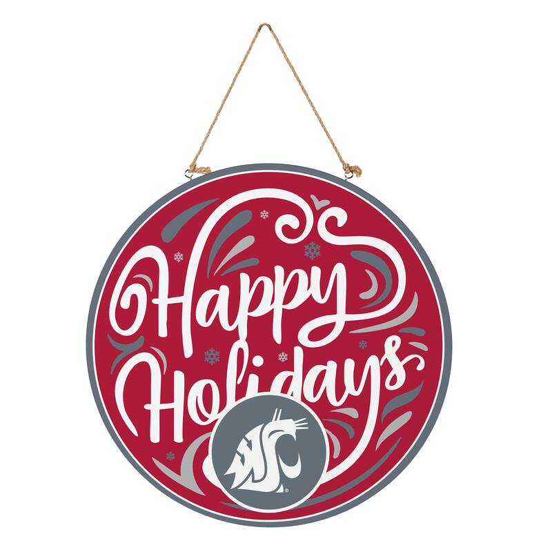 Washington State University 18" x 18" Happy Holidays Door Décor Wall Sign - 18" x 18"