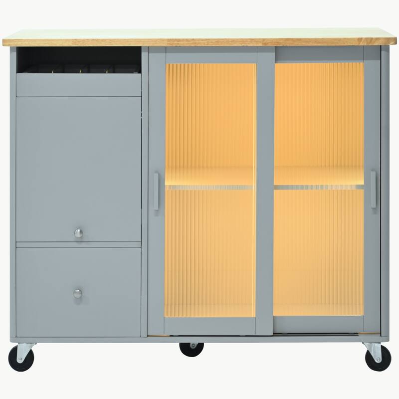 Large Kitchen Island Cart with an Adjustable Shelf and 2 Drawers