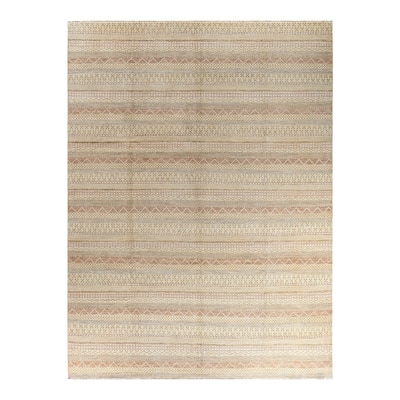 Gabbeh One-of-a-Kind Hand-Knotted Area Rug - Beige, 9' 3" x 12' 3" - 9' 3" x 12' 3"
