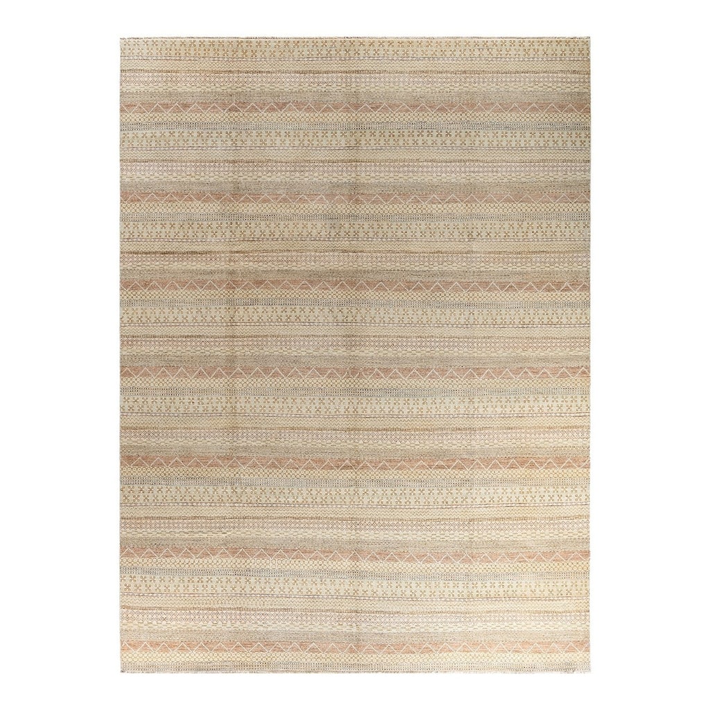Gabbeh One-of-a-Kind Hand-Knotted Area Rug - Beige, 9' 3" x 12' 3" - 9' 3" x 12' 3"