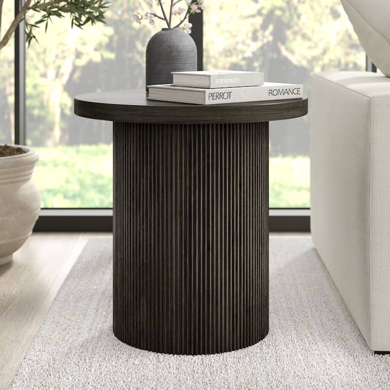 Isa 22" Wide Round Fluted Side Table - 22" Wide