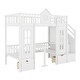 preview thumbnail 22 of 25, Twin-Over-Twin Bunk Bed with Convertible Desk, Solid Pine Wood, Playhouse Design, Fence-Shaped Frame, Grey