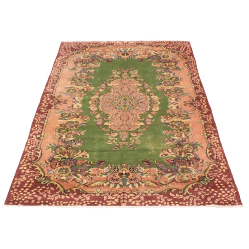 ECARPETGALLERY Hand-knotted Melis Vintage Green Wool Rug - 5'8 x 9'0