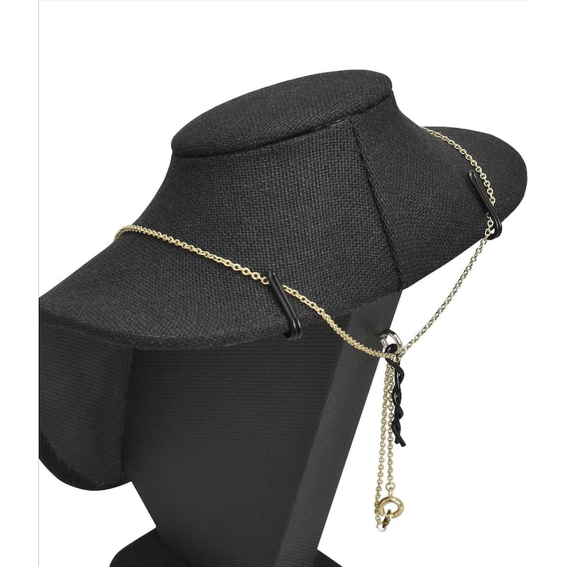 Small Linen Covered Wood Jewelry Display Necklace Chain Jewelry Bust Display Holder Stand - S