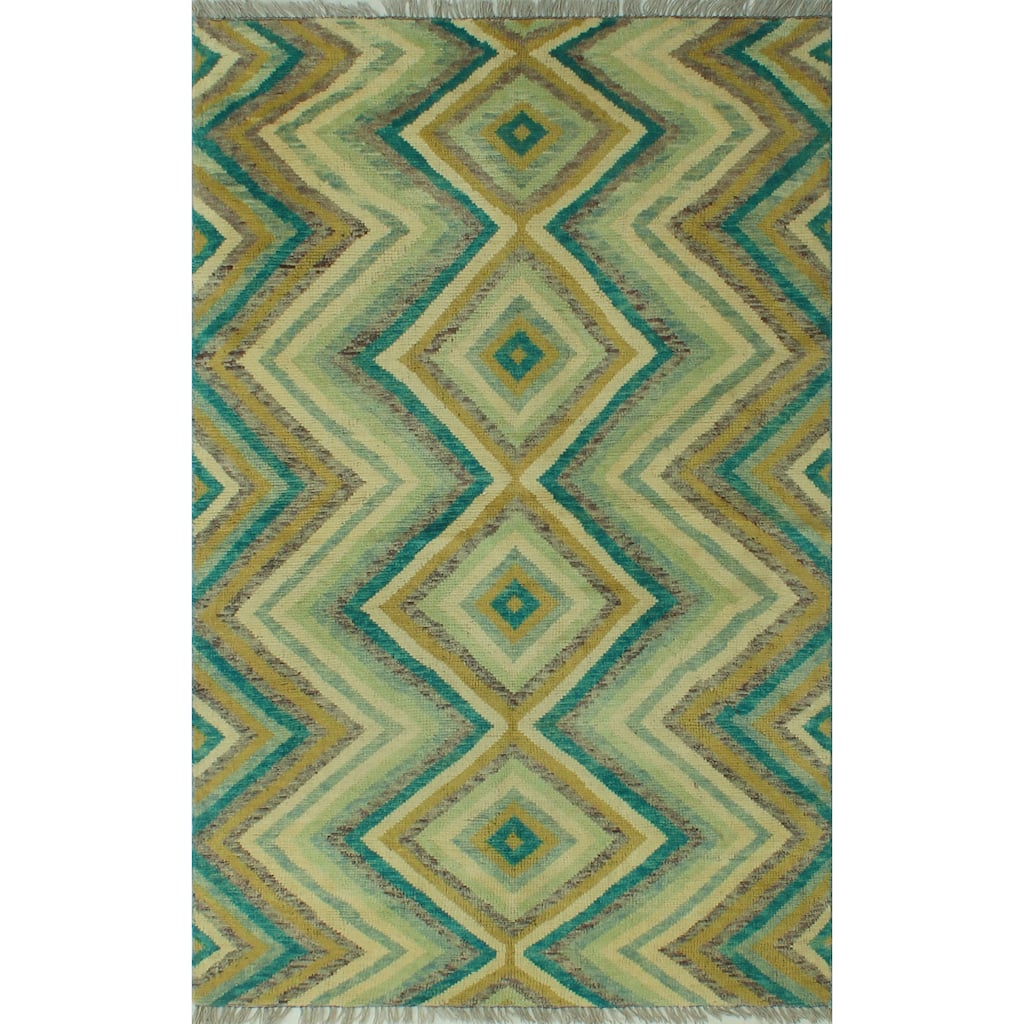 Balochi Adisa Ivory/Green Rug - 3'10" x 6'2"